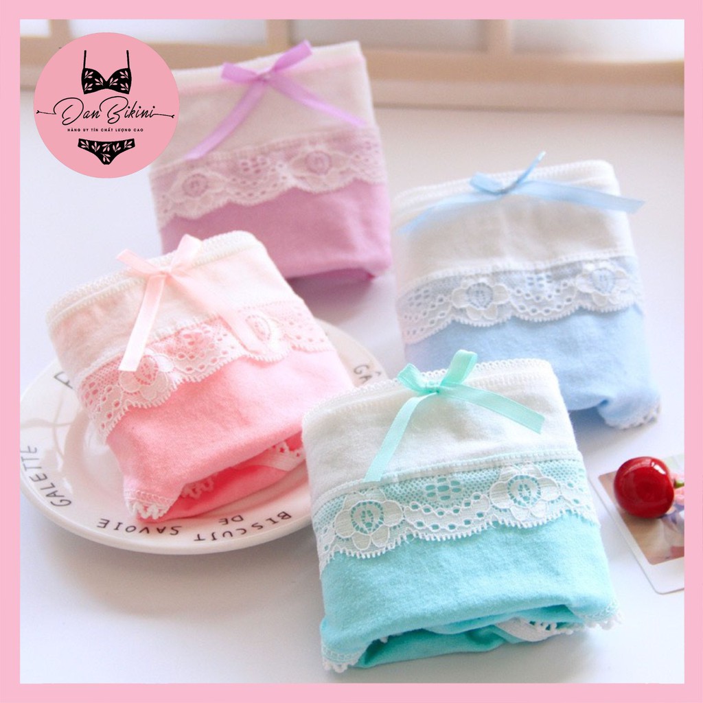 Quần Lót Nữ Cotton 100% kháng khuẩn phối viền ren đính nơ điệu đã mã B809 | BigBuy360 - bigbuy360.vn