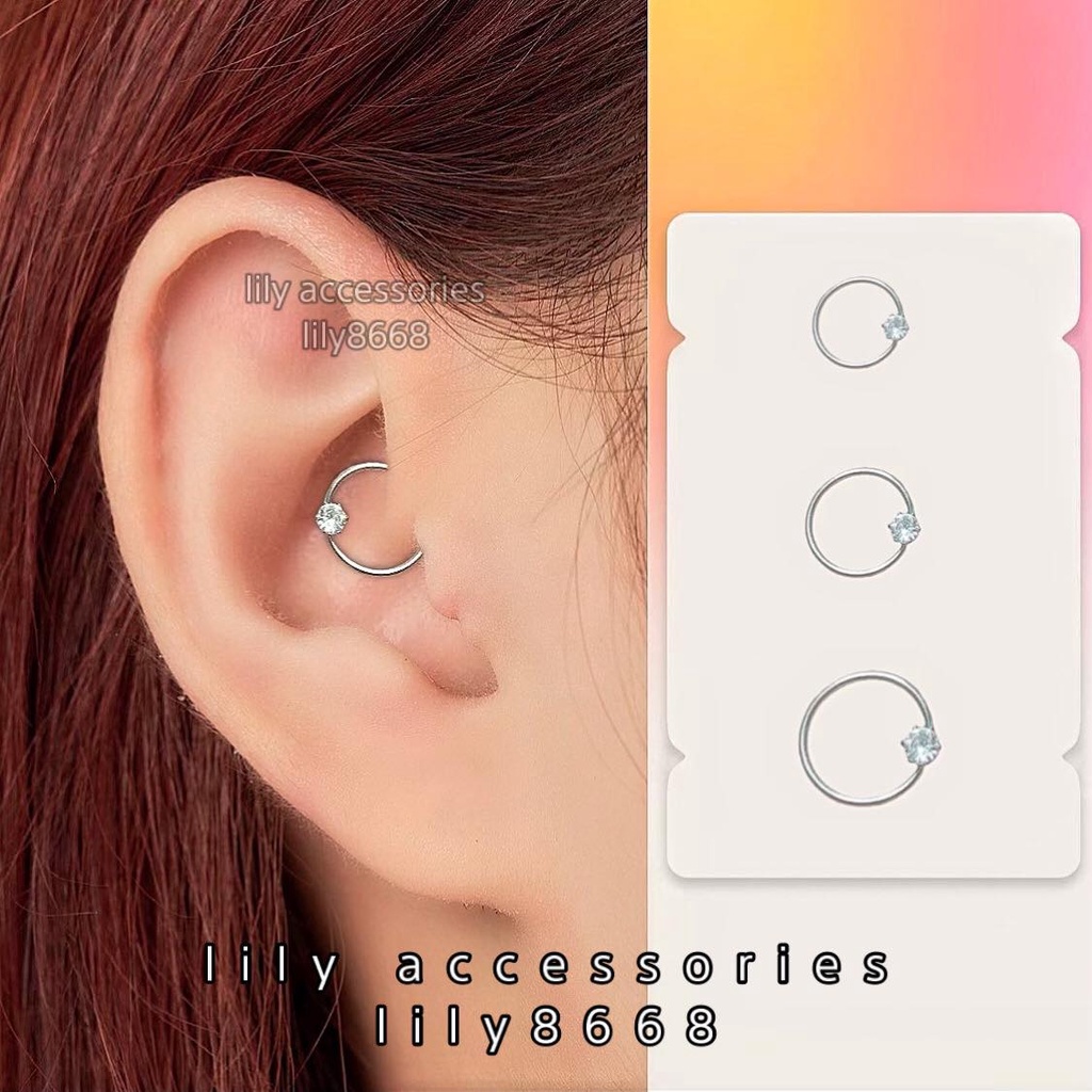 khuyên tai tròn đính kim nhiều size không gỉ