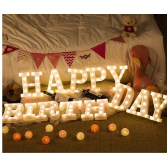Combo 13 chữ đèn led HAPPY BIRTHDAY trang trí sinh nhật ,sự kiện ,decor cưới, năm mới, giáng sinh