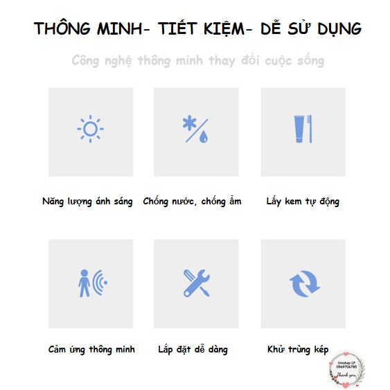 Giá treo bàn chải Kem đánh răng khử khuẩn tia UV công nghệ cao Châu Âu