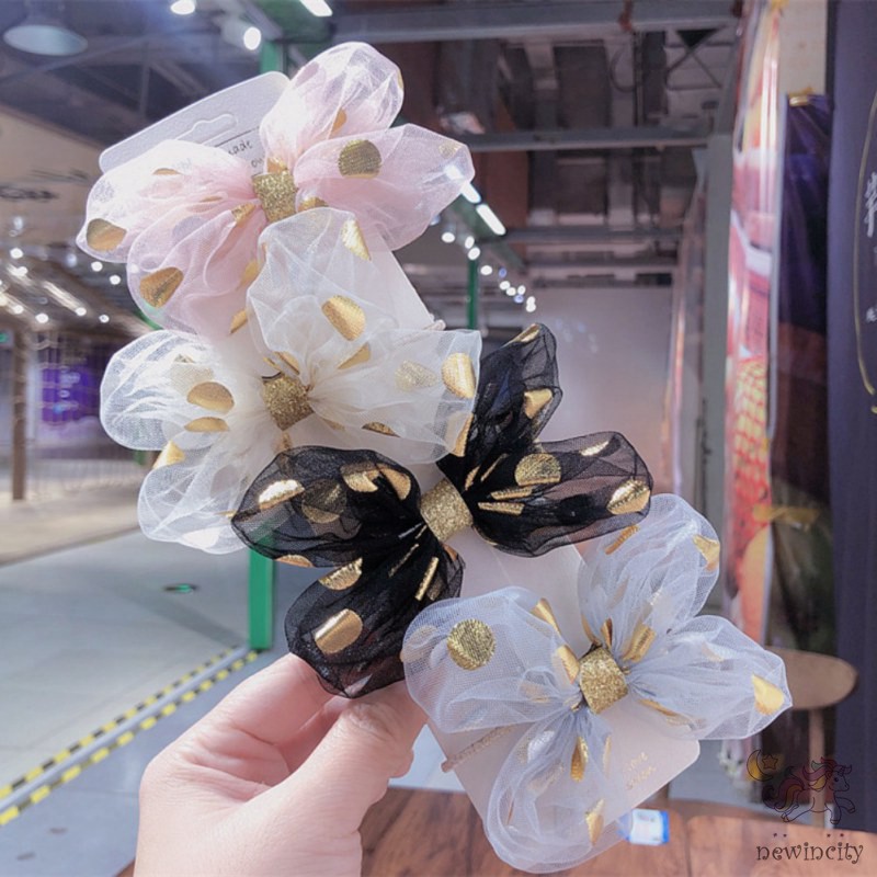 Kẹp Tóc Hình Nơ Lưới Phong Cách Hàn Quốc Cho Bé Gái