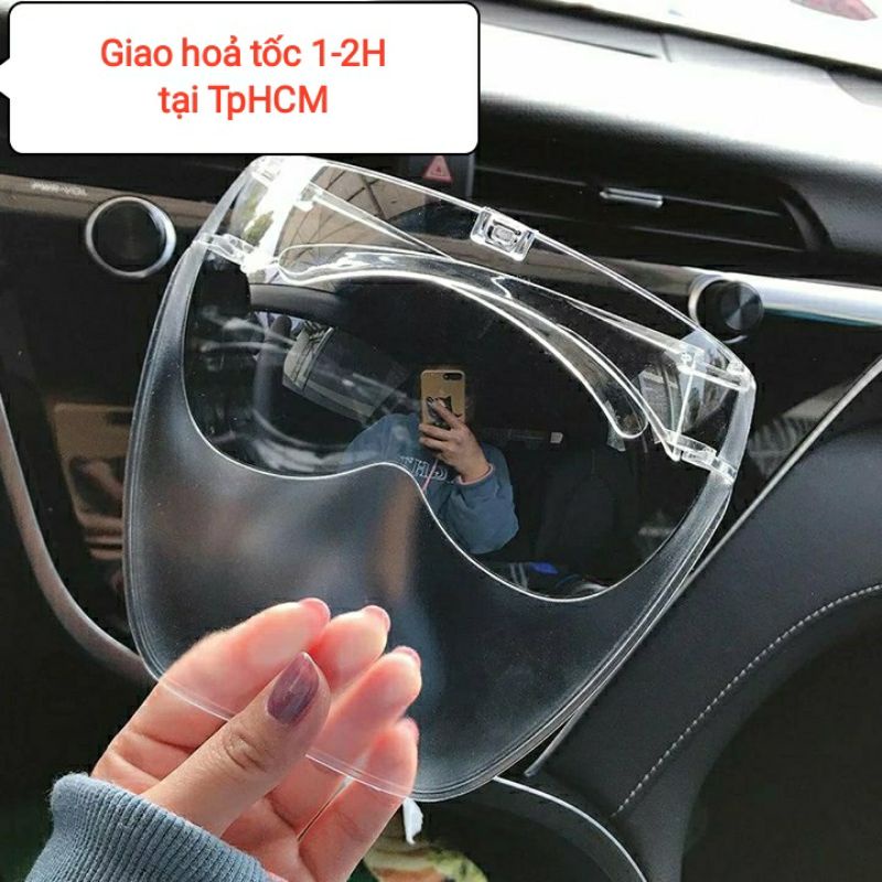 Kính che mặt trong suốt  viền mờ PVC 2021chống giọt bắn che hết khuôn mặt Face Shield