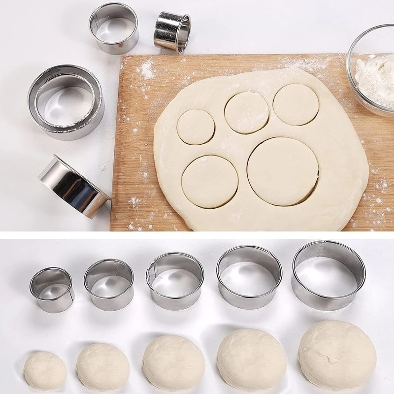 Set 5 Khuôn Làm Bánh Bao/Bánh Xếp Hình Tròn Bằng Thép Không Gỉ Nhiều Kích Cỡ