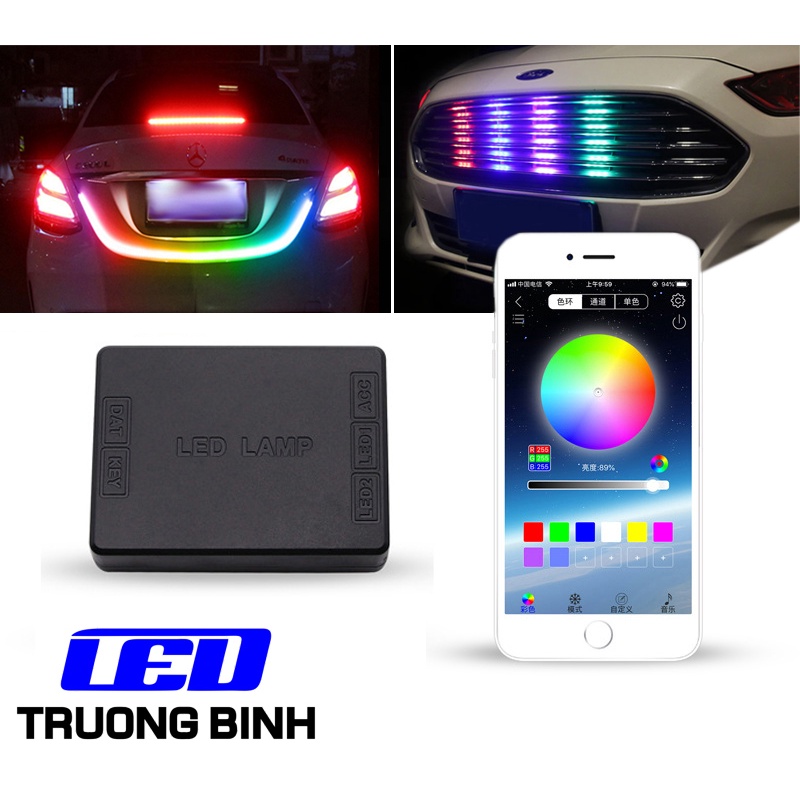 LED CAR ĐIỀU KHIỂN LED FULL MÀU CẢN TRƯỚC CỐP SAU XE OTO XE GẮN MÁY HỖ TRỢ WS2811 WS2815