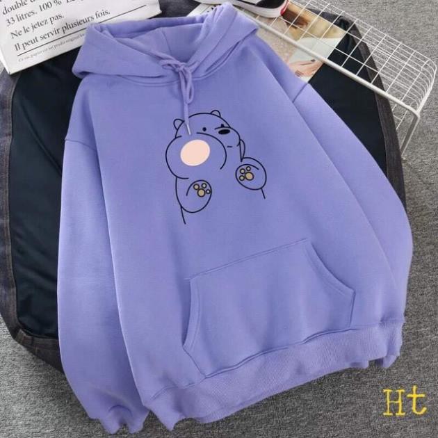 Áo hoodie gấu má phính H2Q677 unisex :) nỉ mũ