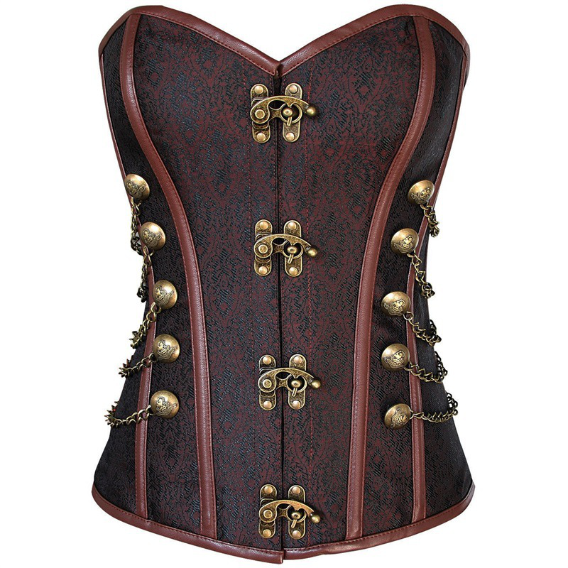 corset steel bone vintage woven cotton gothic lock corset
