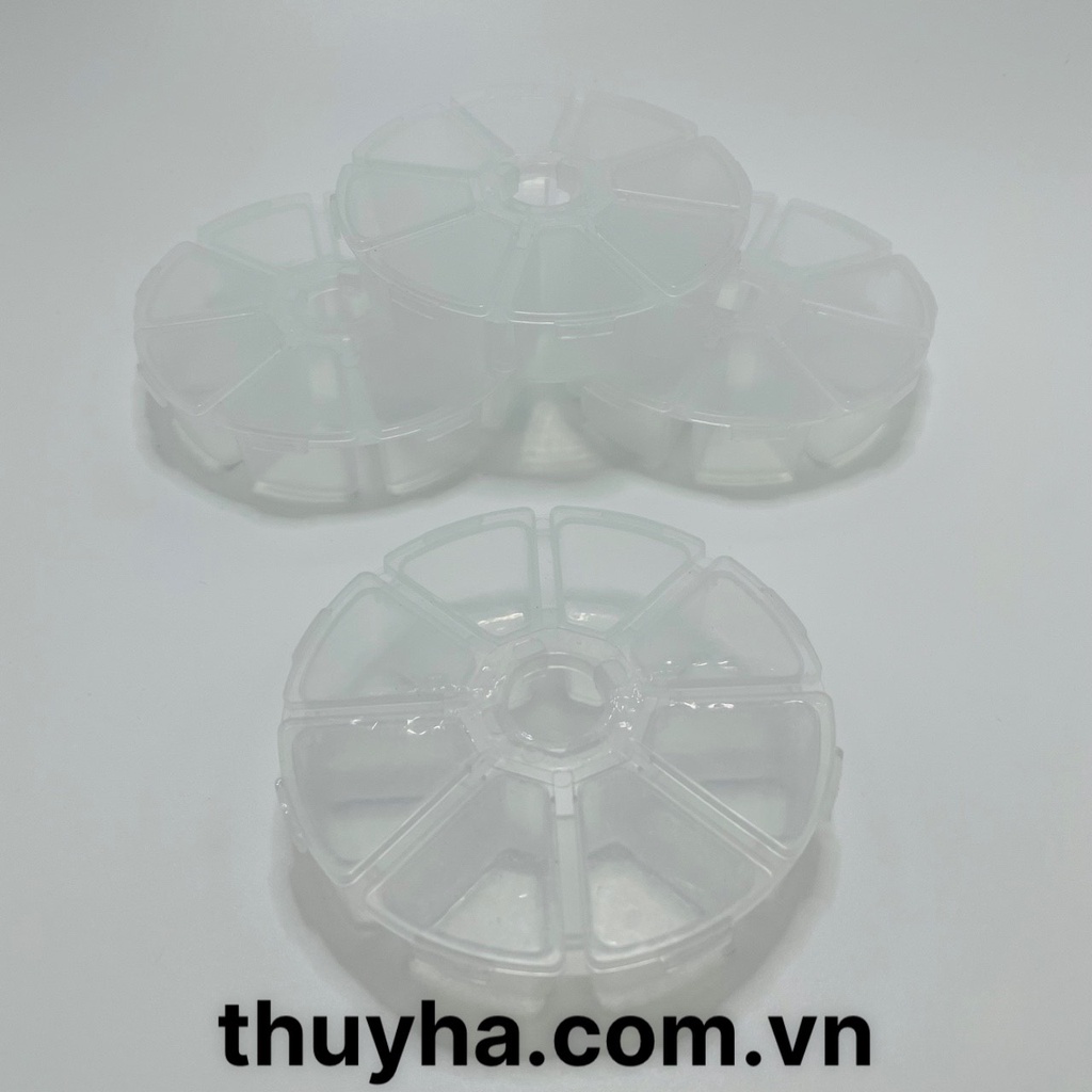 Hộp tròn 8 ô đựng đồ, đựng fan mi, mi rời, mi hủ, đựng trang sức và phụ kiện _dụng cụ nối mi _THÚY HÀ