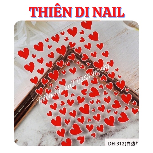 Sticker trái tim, stick hoa, hình dán trang trí móng tay Thiên Di Nail