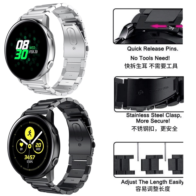 Dây Đeo Bằng Thép Không Gỉ 22 20mm Cho Đồng Hồ Thông Minh SAMSUNG Galaxy watch 3 45mm 42 46mm Active 2