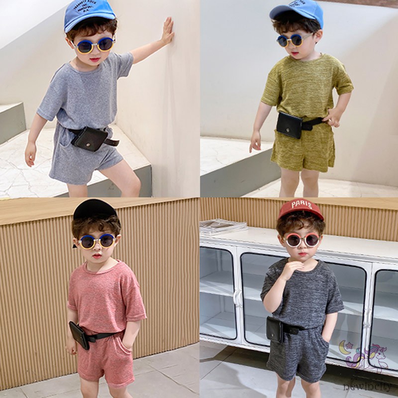 Set Áo Thun Tay Ngắn &amp; Quần Short Cho Bé Trai &amp; Gái