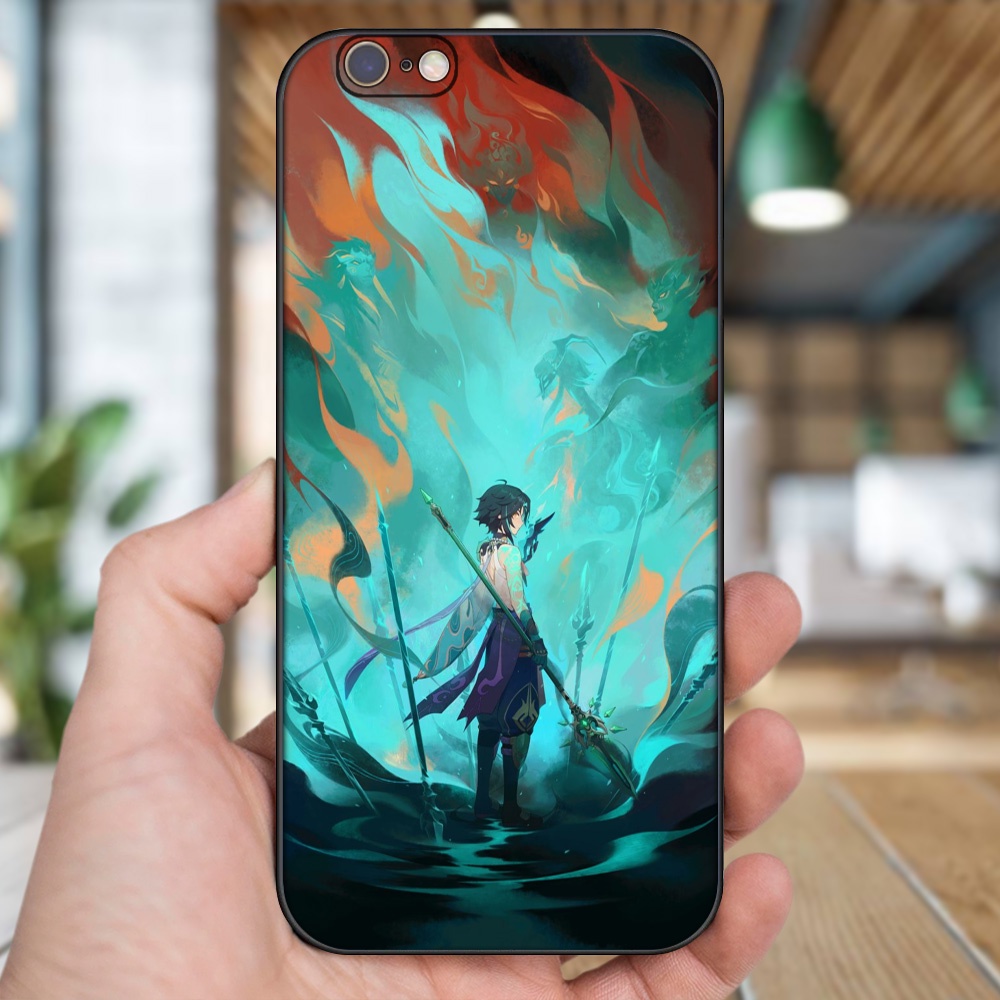 Ốp lưng iPhone 6, 6s dẻo đen cạnh vuông in hình Xiao Genshin Impact