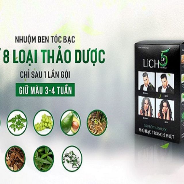 Dầu Gội Đen Tóc Thảo Dược Lich5 ( hộp 10 gói)