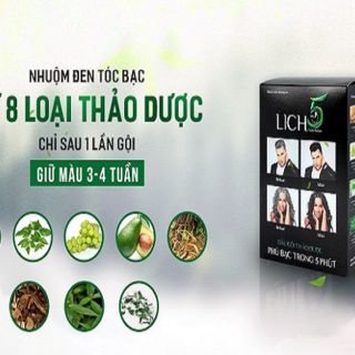 Dầu Gội Đen Tóc Thảo Dược Lich5 ( hộp 10 gói)