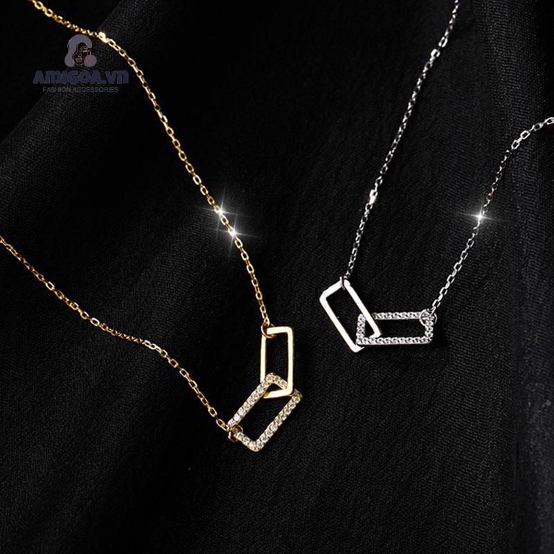 Vòng cổ Hai Lớp Mặt Vuông Đơn Giản Sang Trọng Cho Nữ