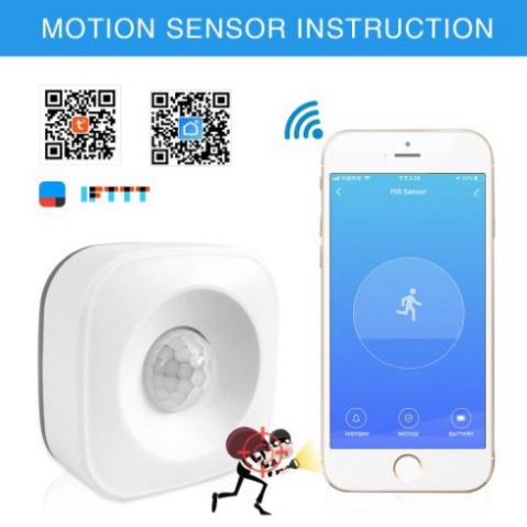 Cảm biến chuyển động Tuya AKIA zigbee motion sensor, phát hiện người đi ngang, gửi thông báo về điện thoại