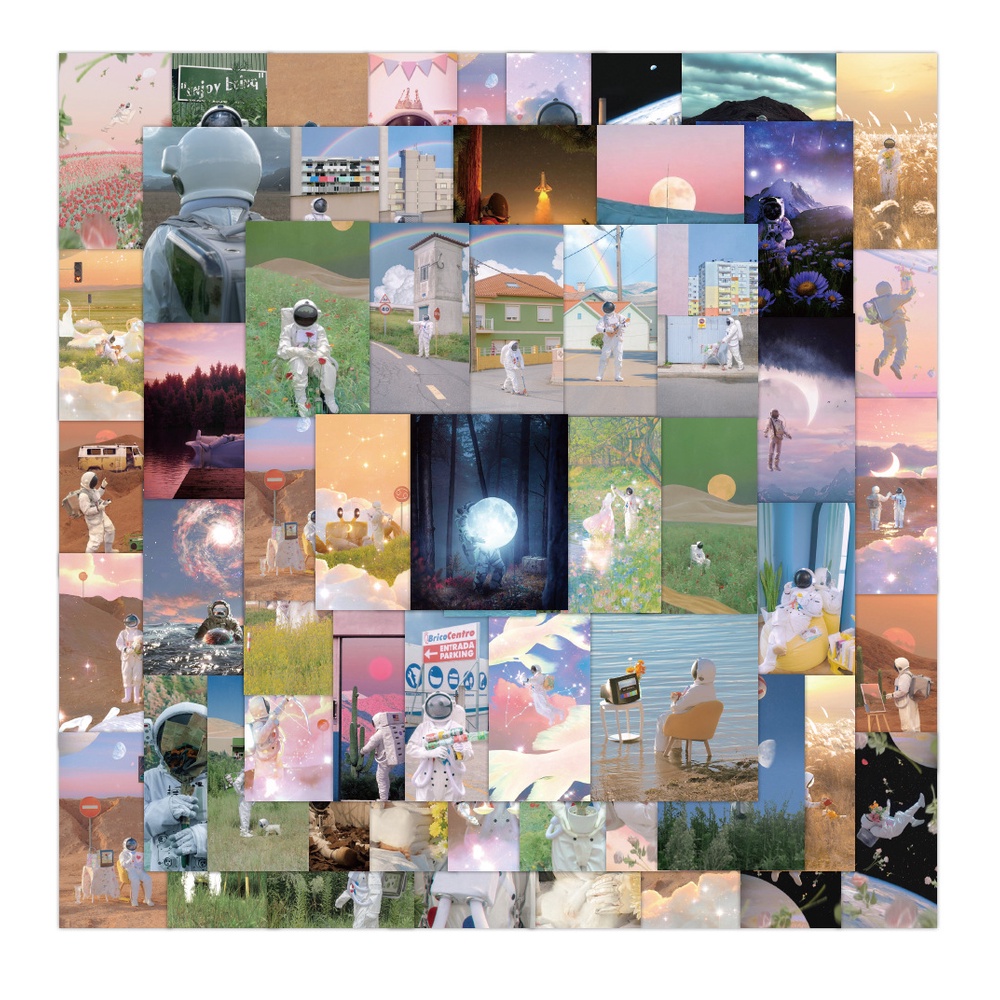 Bộ 120/60 Sticker Dán Hình Cô Gái Phi Hành Gia Trang Trí Ván Trượt, Xe Máy