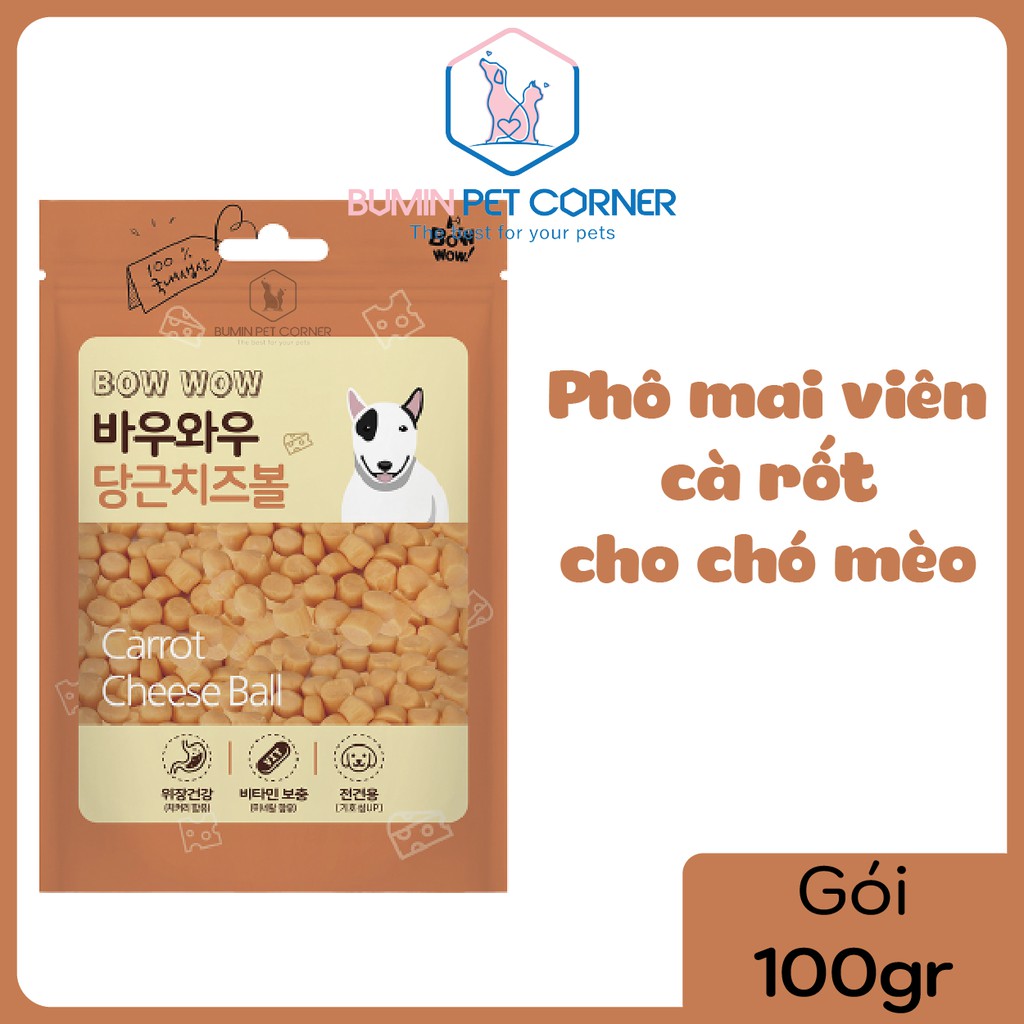 [Mã PET50K giảm Giảm 10% - Tối đa 50K đơn từ 250K] Snack phô mai viên cho chó mèo Bowwow gói 100gr