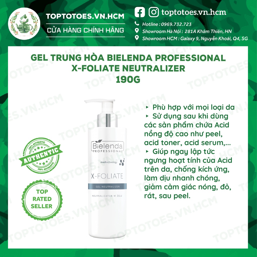 Gel trung hòa Bielenda Professional X-foliate Neutralizer ngăn ngừa kích ứng khi peel - 190g