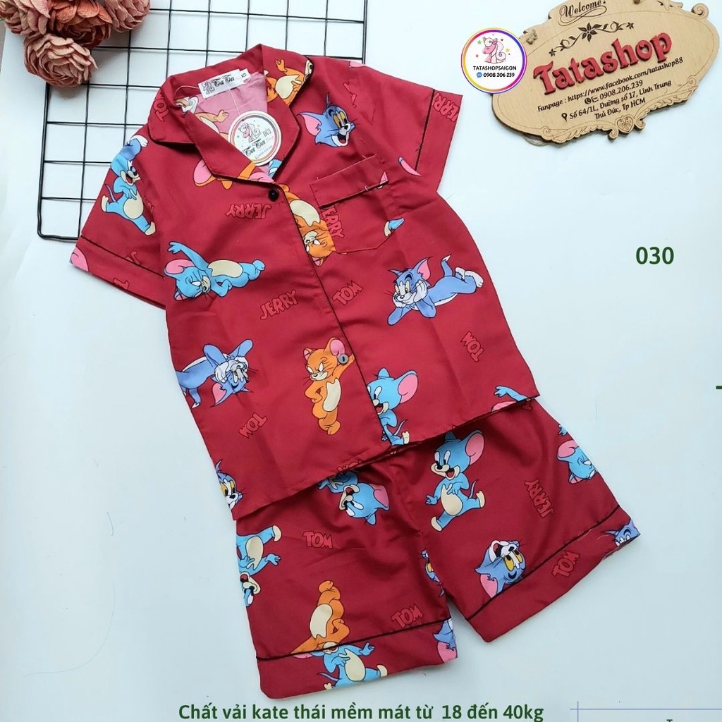 18-42kg - Bộ pijama đùi bé trai bé gái chất kate thái mềm mát 030