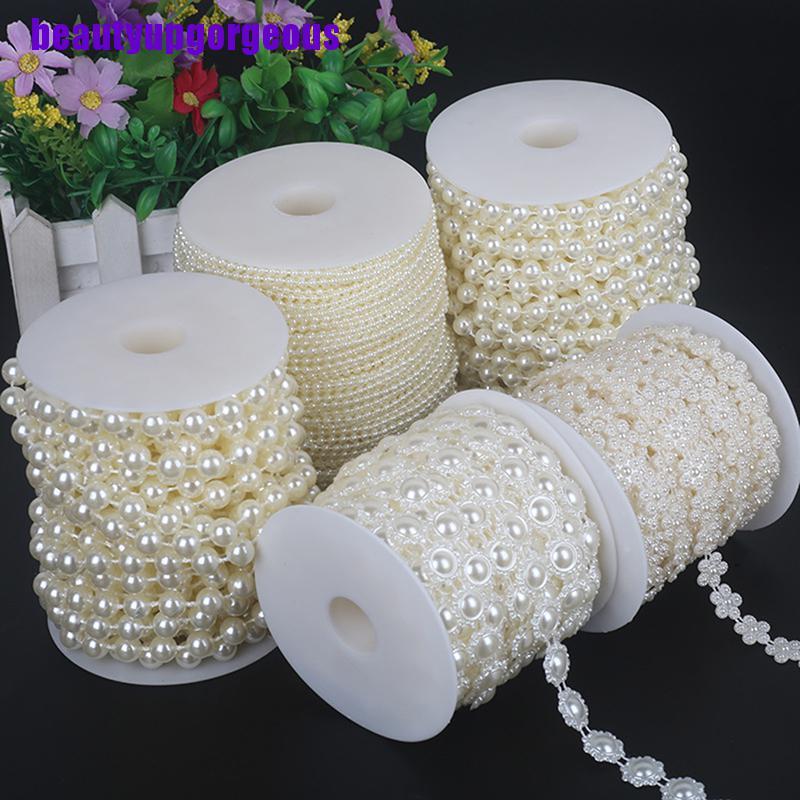 Dây Hạt Ngọc Trai Tròn Bằng Nhựa Abs Dùng Trang Trí Váy Cưới Diy