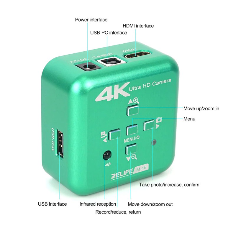 Camera Relife M-16 HDMI 4K cho kính hiển vi, CCTV, CTV xuất ra màn hình
