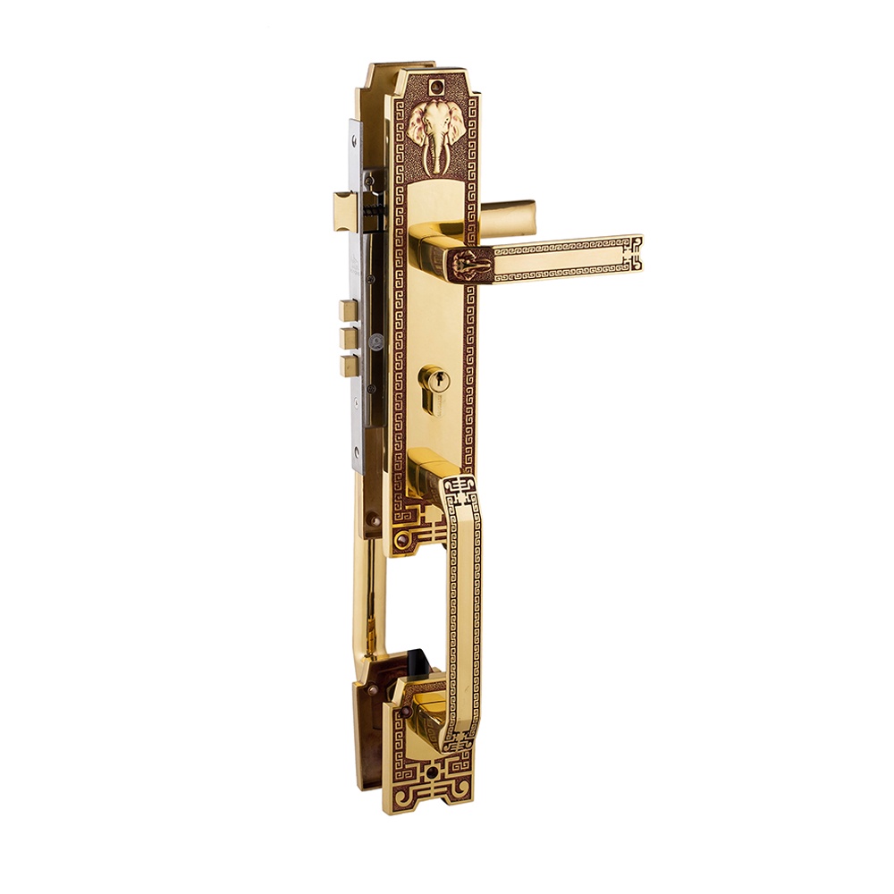 Khoá tay nắm đồng thau Huy Hoàng HC 8528 Đại Sảnh -Sử dụng cho cửa 2 cánh hoặc 4 cánh lớn