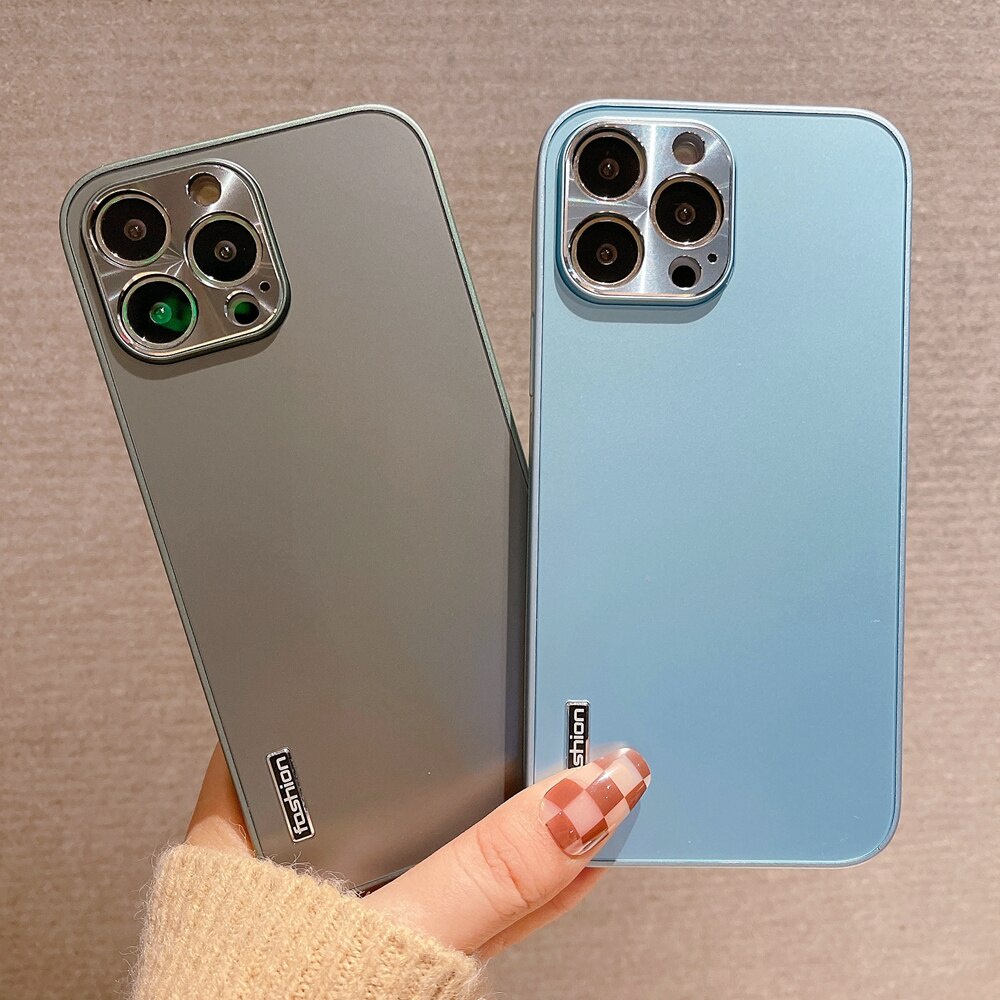 Ốp Điện Thoại Kim Loại Nhôm Siêu Mỏng Màu Trơn Cho iPhone 7 8 Plus X Xs Max Xr 13 11 12 Pro Max