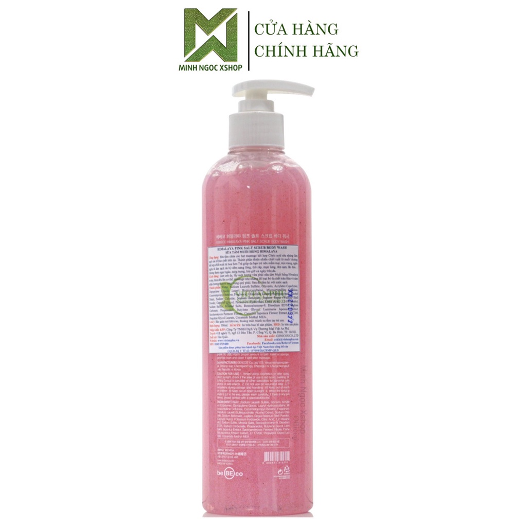 Sữa tắm muối hồng BEBECO HYMALAYA PINK SALT SCRUB BODY WASH 500ml