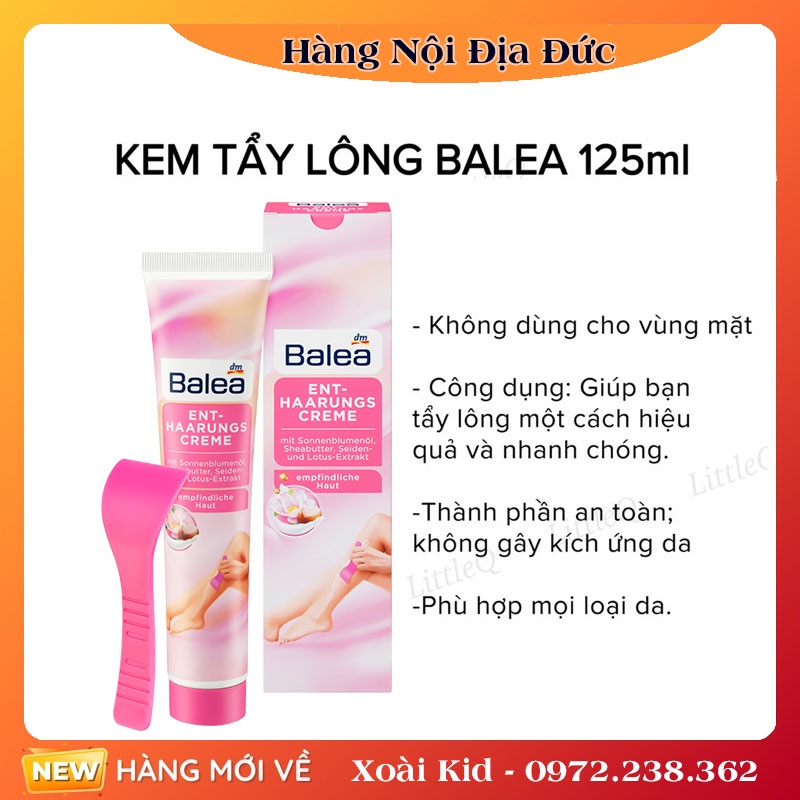 Bộ Bọt tẩy lông, gel cạo lông, kem dưỡng sau cạo lông, kem tẩy lông Balea của Đức- Nội địa Đức Đủ Bill