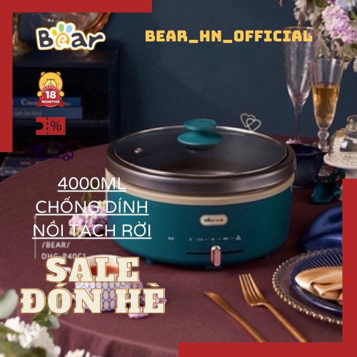 Nồi lẩu chiên xào đa năng chính hãng Bear dung tích 4L model DHG-P40C1( Mẫu mới)