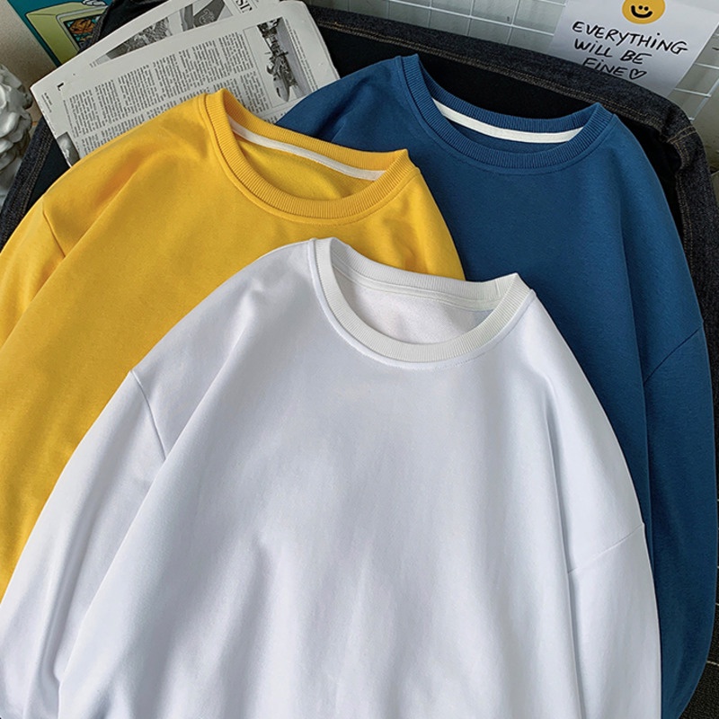 Áo Sweater Cổ Tròn Thời Trang Cho Cặp Đôi 1900680Áo Thun Dáng Rộng Màu Sắc Đơn Giản Dễ Phối Đồ Cho Nữ