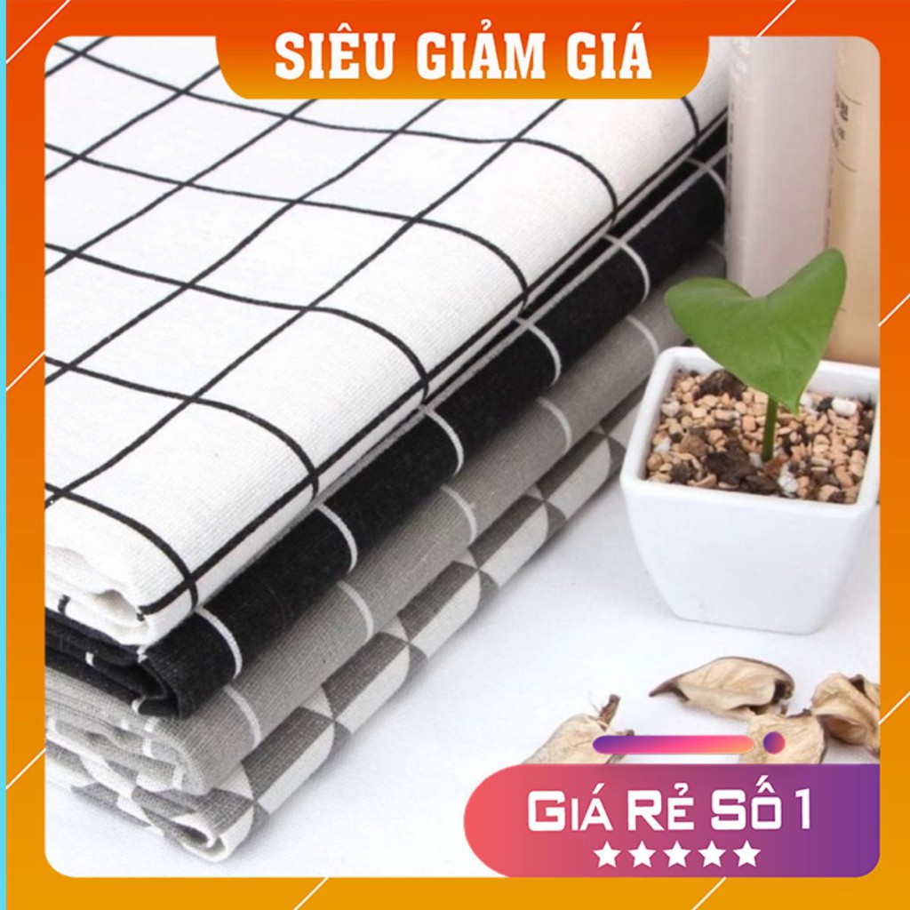 {PHỤ KIỆN DECOR} Vải bố caro kẻ đen trắng ghi dùng làm phông nền chụp ảnh đẹp Hàn Quốc