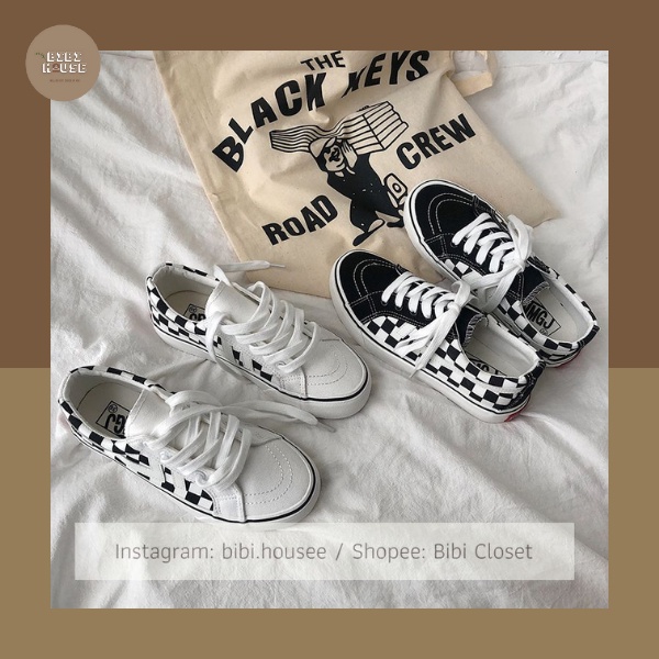 Giày thể thao vải kẻ caro năng động khỏe khoắn màu đen học sinh chất hot trend 2021 giá rẻ mã S40