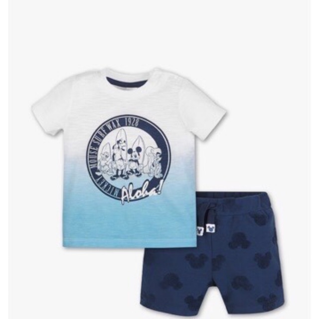 Set bộ C&A mickey trắng xanh loang