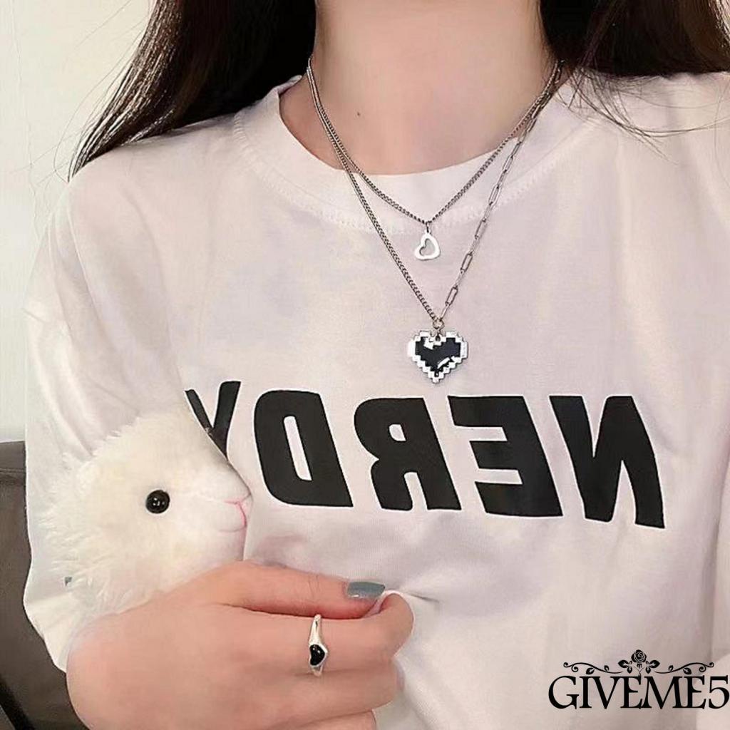 Vòng cổ hai lớp mặt hình trái tim thời trang cho nữ