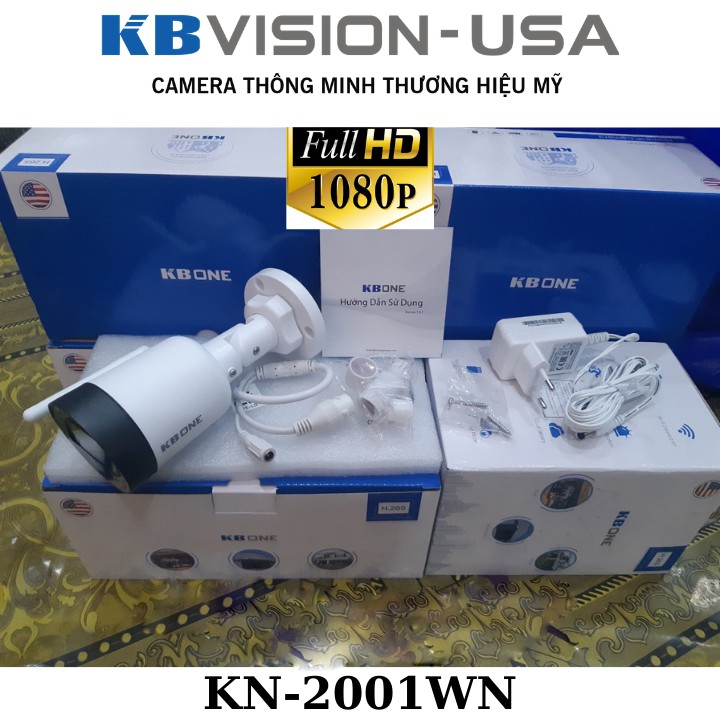 [Giá Sập Sàn] Camera IP WiFi KBVision KN-2001WN - Full HD 1080P - Chuẩn ONVIF, Hồng Ngoại 30m - Hàng chính hãng