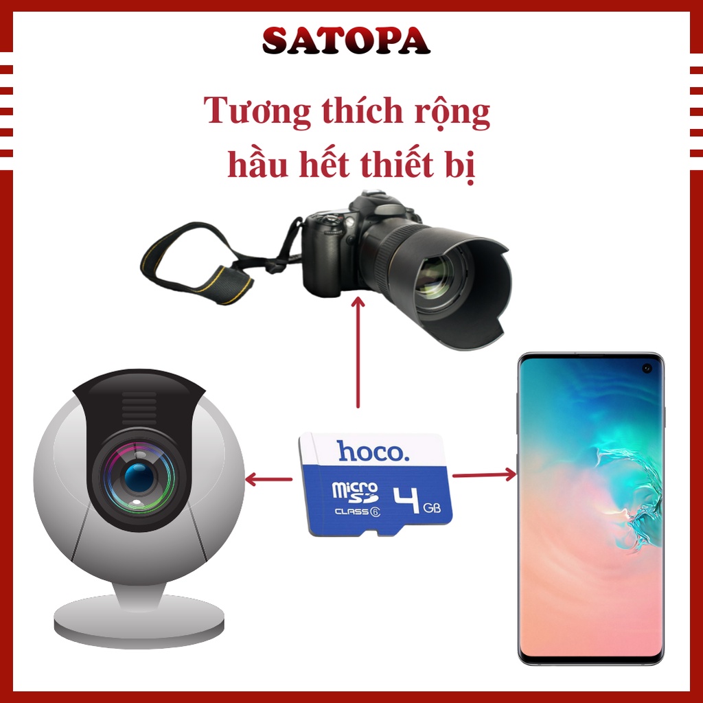 Thẻ nhớ Micro SD Hoco Class 10 chính hãng dung lương 4gb 8gb 16gb bảo hành 1 đổi 1 - SATOPA OFFICIAL