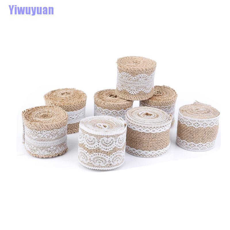 Cuộn ruy băng dài 2m viền ren trắng xinh xắn