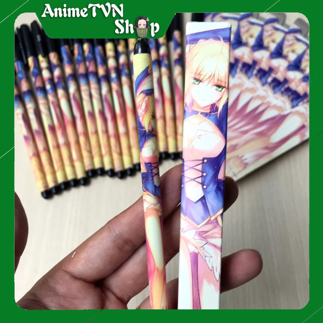 Bút Viết cao cấp Anime Fate stay night (Saber) - Dạ bi mực đen kèm hộp in hình thân bút và hộp