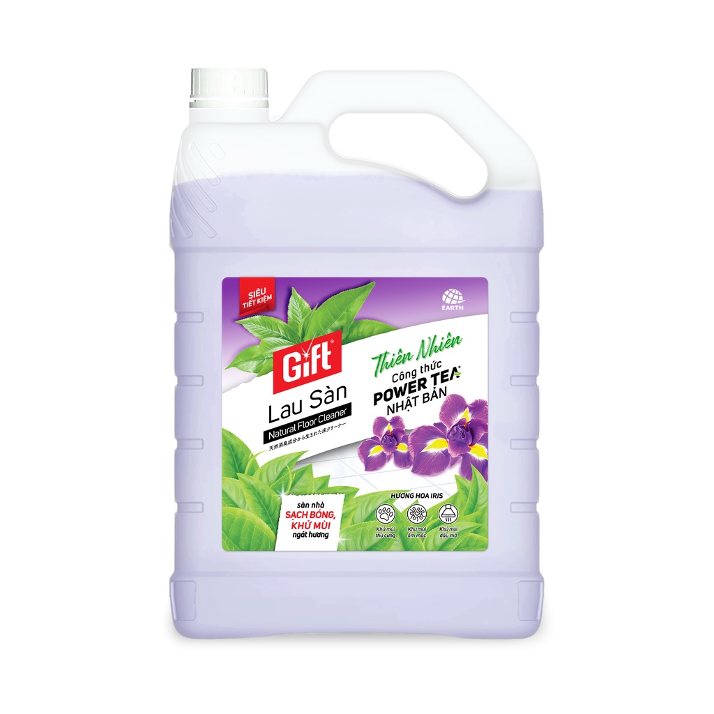 Lau sàn Gift Bạc Hà the mát can 3kg8 lau sàn/nền gạch/đá/gỗ chống trơn trượt thơm lâu khử mùi đuổi muỗi