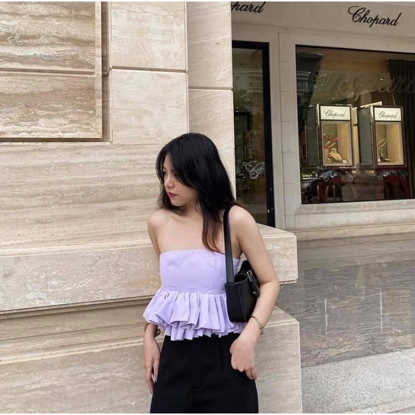 Áo Croptop Bèo Eo (TÍM)