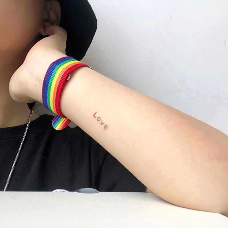 Dây Đeo Đồng Hồ Bằng Nylon Bện Họa Tiết Kẻ Sọc Cầu Vồng Có Thể Điều Chỉnh Cho Valentine