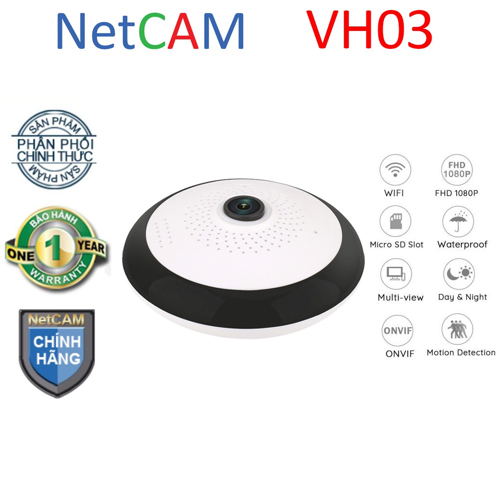 [Mã 2404EL10K giảm 10K đơn 20K] Camera quan sát toàn cảnh 360 độ Panorama NetCAM VH03 1080P