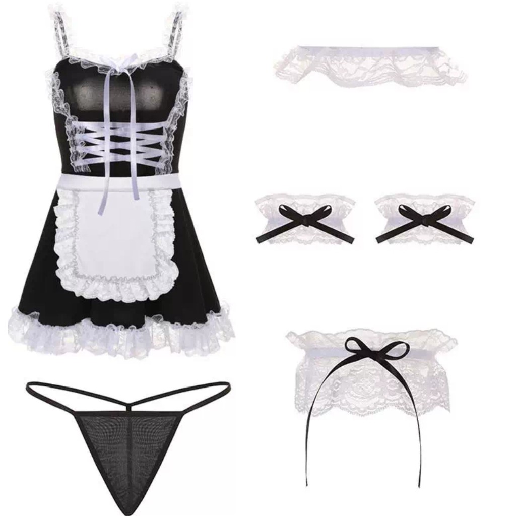 [KÈM PHỤ KIỆN] Đồ ngủ cosplay học sinh gợi cảm - Cosplay hầu bàn kèm quần lọt khe sexy | BigBuy360 - bigbuy360.vn