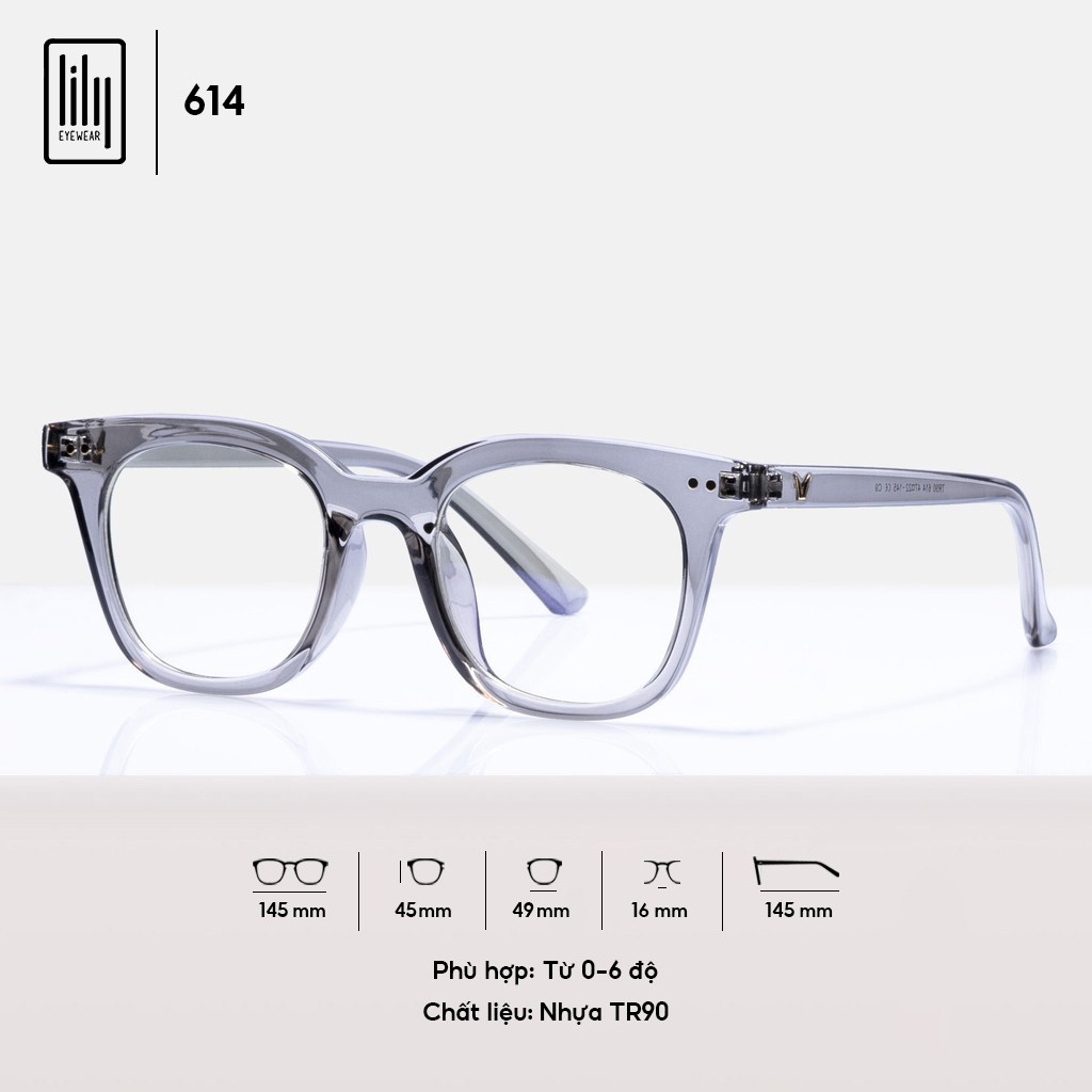 Gọng kính thời trang nam nữ LILYEYEWEAR mắt vuông dễ đeo phù hợp với nhiều khuôn mặt 614