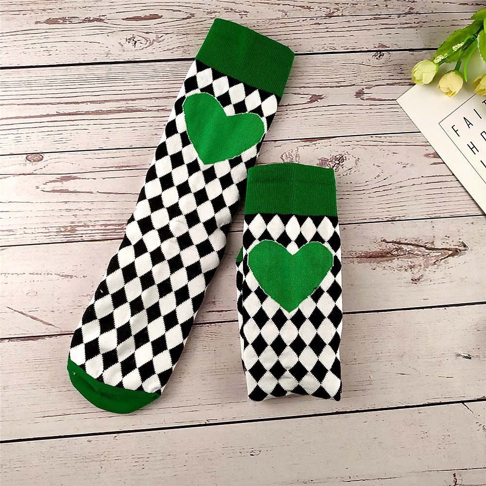 Đôi vớ thoáng khí họa tiết sọc caro màu xanh lá đen thời trang phong cách Hip Hop Hàn Quốc dành cho nữ