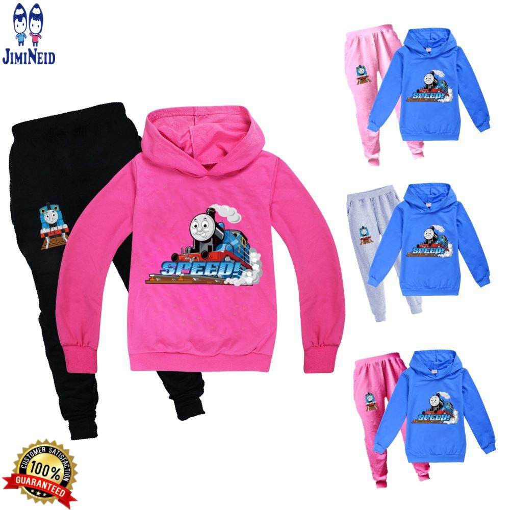 Bộ 2 Món Áo Hoodie Tay Dài In Hoạt Hình Thomas + Quần Dài Cho Bé Trai