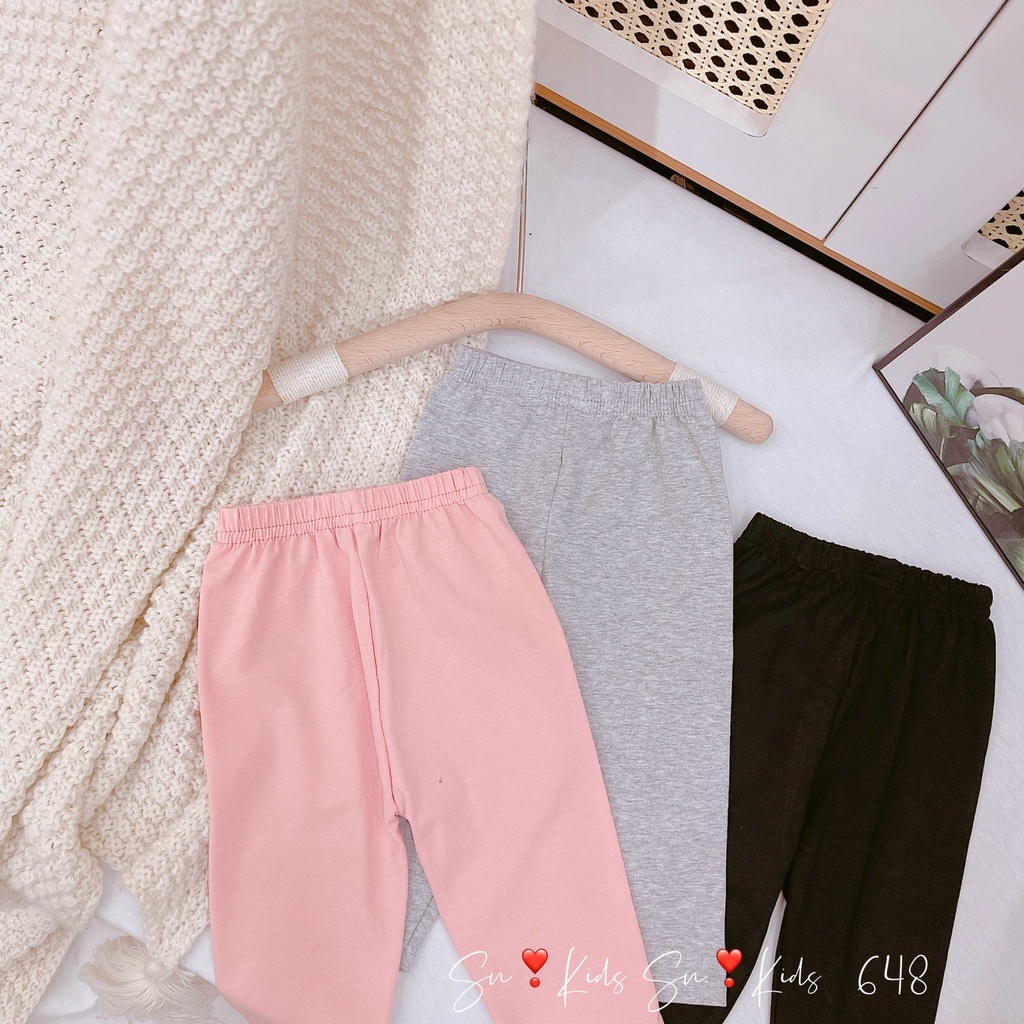 Quần legging lửng bé gái chất cotton tàu đanh mát size 8-40kg