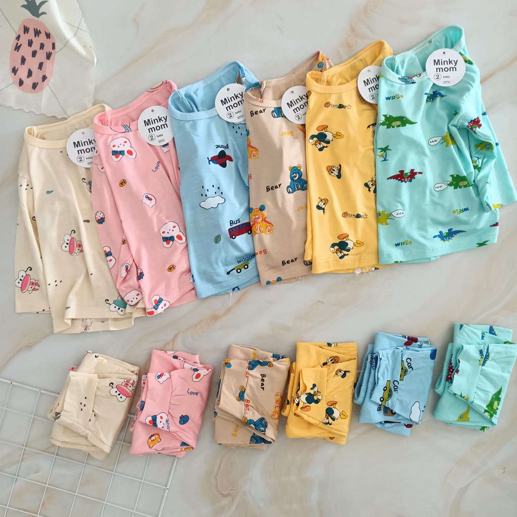 [XẢ KHO] Bộ Dài Tay Thun Lạnh MINKY MOM Cho Bé Sơ Sinh - GIAO HÌNH IN NGẪU NHIÊN - Bé Từ 5-15KG Dưới 24 tháng tuổi