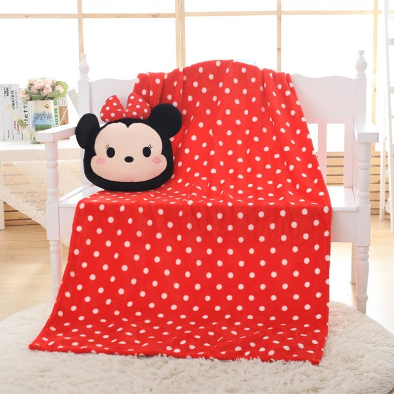 Bộ Chăn Gối 2 Trong 1 Hình Mickey Minnie Dễ Thương